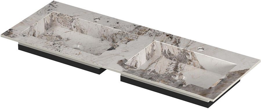 INK Post Wastafel keramische slab envelop bak dubbel 2 kraangaten 120x45x1 Island glossy