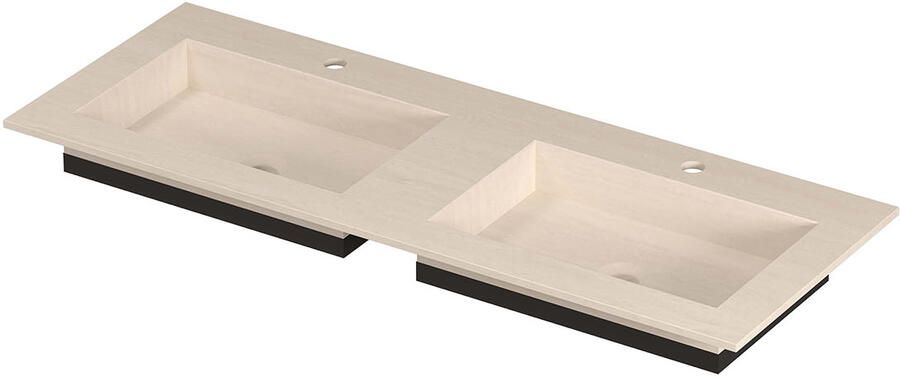 INK Post Wastafel keramische slab envelop bak dubbel 2 kraangaten 120x45x1 Travertin matt