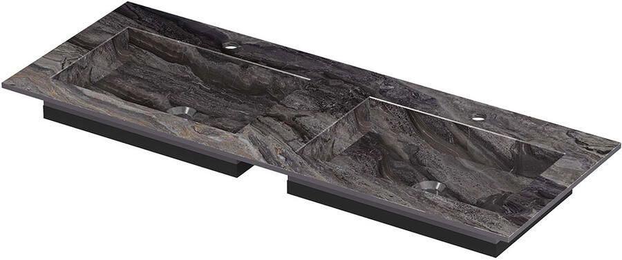 INK Post Wastafel keramische slab envelop bak dubbel 2 kraangaten 120x45x1 Venice brown glossy