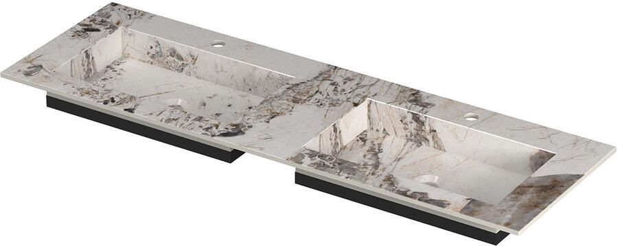 INK Post Wastafel keramische slab envelop bak dubbel 2 kraangaten 140x45x1 Island glossy