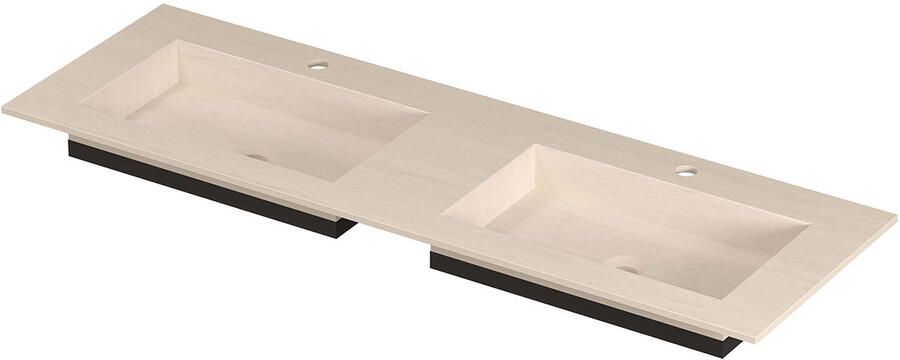 INK Post Wastafel keramische slab envelop bak dubbel 2 kraangaten 140x45x1 Travertin matt