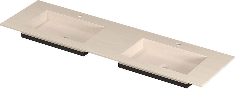 INK Post Wastafel keramische slab envelop bak dubbel 2 kraangaten 160x45x1 Travertin matt