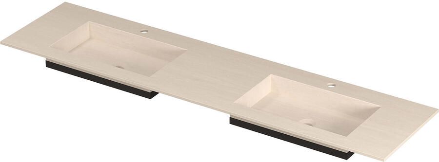 INK Post Wastafel keramische slab envelop bak dubbel 2 kraangaten 180x45x1 Travertin matt