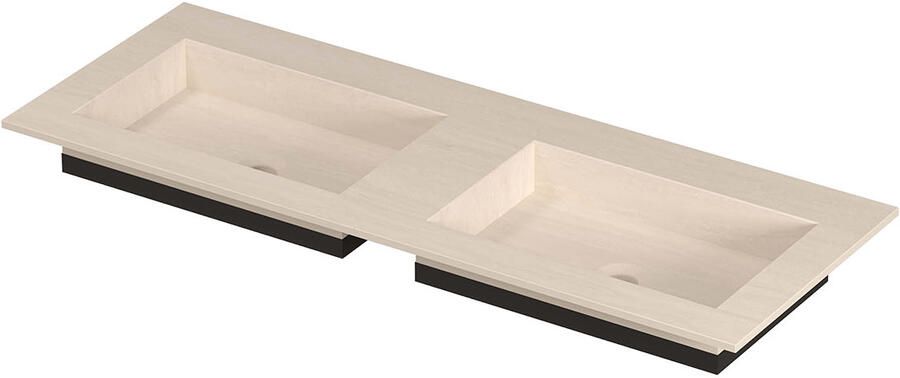 INK Post Wastafel keramische slab envelop bak dubbel zonder kraangaten 120x45x1 Travertin matt