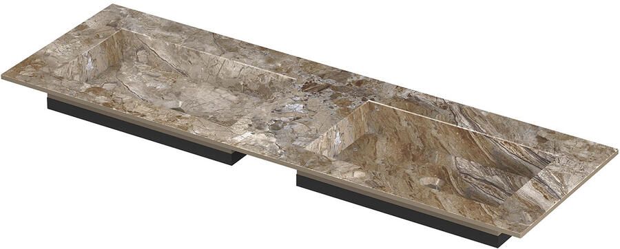 INK Post Wastafel keramische slab envelop bak dubbel zonder kraangaten 140x45x1 Earth glossy