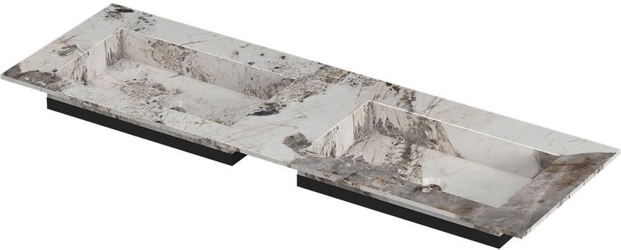 INK Post Wastafel keramische slab envelop bak dubbel zonder kraangaten 140x45x1 Island glossy