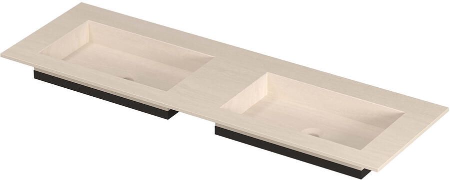 INK Post Wastafel keramische slab envelop bak dubbel zonder kraangaten 140x45x1 Travertin matt