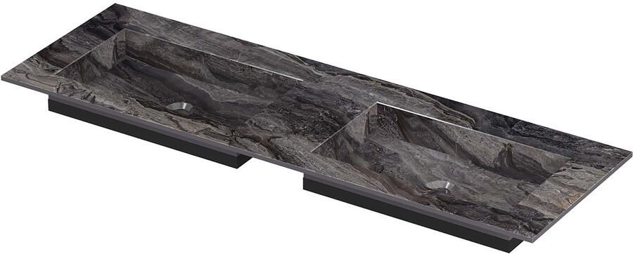 INK Post Wastafel keramische slab envelop bak dubbel zonder kraangaten 140x45x1 Venice brown glossy