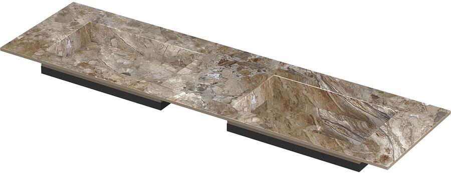 INK Post Wastafel keramische slab envelop bak dubbel zonder kraangaten 160x45x1 Earth glossy