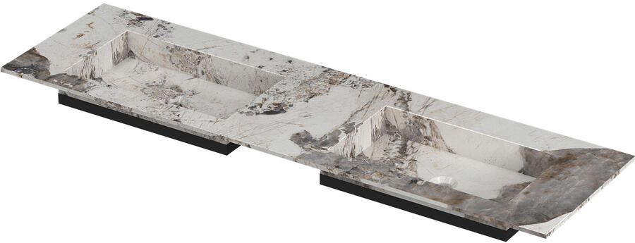 INK Post Wastafel keramische slab envelop bak dubbel zonder kraangaten 160x45x1 Island glossy