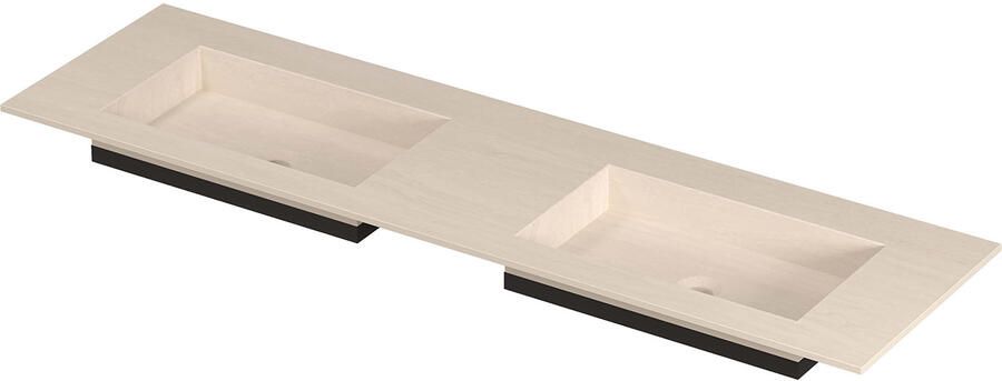 INK Post Wastafel keramische slab envelop bak dubbel zonder kraangaten 160x45x1 Travertin matt
