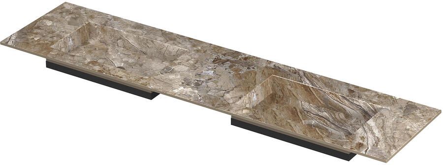 INK Post Wastafel keramische slab envelop bak dubbel zonder kraangaten 180x45x1 Earth glossy