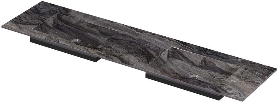 INK Post Wastafel keramische slab envelop bak dubbel zonder kraangaten 180x45x1 Venice brown glossy