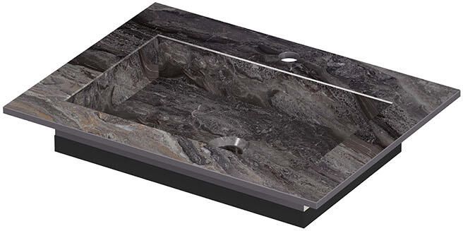 INK Post Wastafel keramische slab envelop bak met 1 kraangat 60x45x1 Venice brown glossy