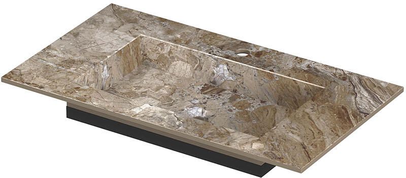 INK Post Wastafel keramische slab envelop bak met 1 kraangat 80x45x1 Earth glossy