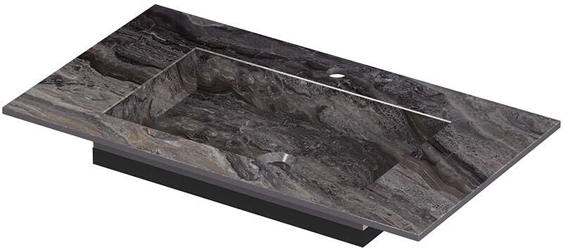 INK Post Wastafel keramische slab envelop bak met 1 kraangat 80x45x1 Venice brown glossy