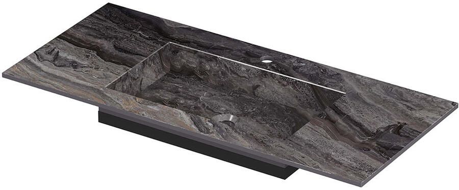 INK Post Wastafel keramische slab envelop bak midden met 1 kraangat 100x45x1 Venice brown glossy