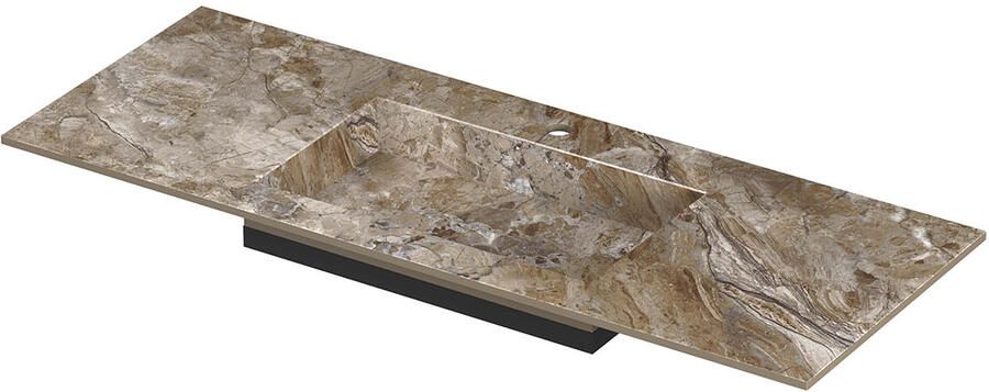 INK Post Wastafel keramische slab envelop bak midden met 1 kraangat 120x45x1 Earth glossy