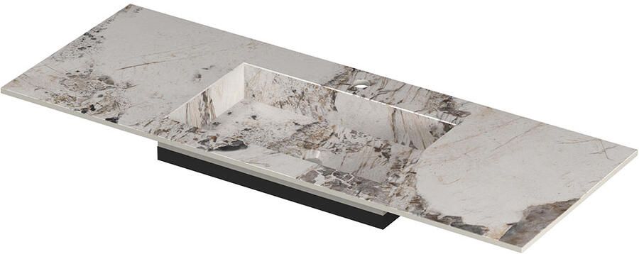 INK Post Wastafel keramische slab envelop bak midden met 1 kraangat 120x45x1 Island glossy