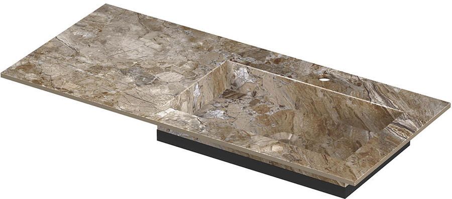 INK Post Wastafel keramische slab envelop bak rechts met 1 kraangat 100x45x1 Earth glossy