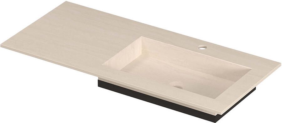 INK Post Wastafel keramische slab envelop bak rechts met 1 kraangat 100x45x1 Travertin matt