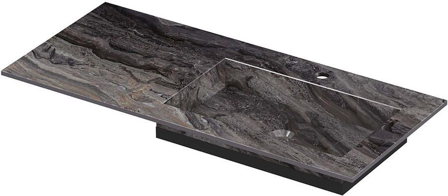 INK Post Wastafel keramische slab envelop bak rechts met 1 kraangat 100x45x1 Venice brown glossy