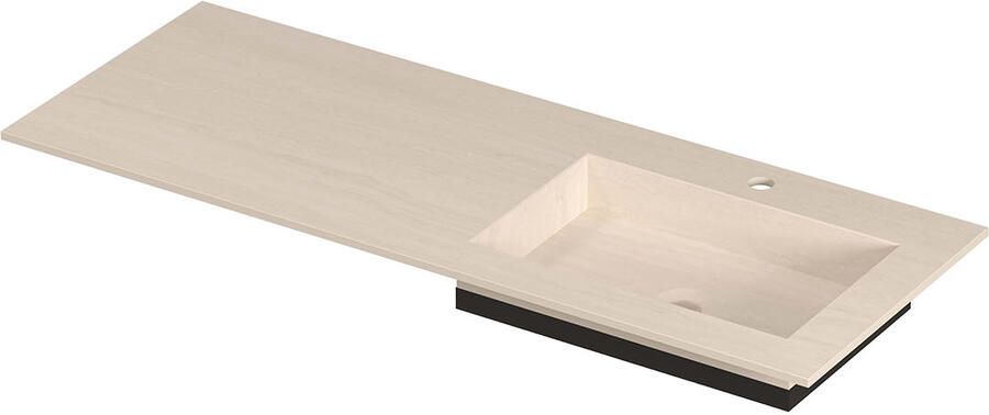 INK Post Wastafel keramische slab envelop bak rechts met 1 kraangat 120x45x1 Travertin mat