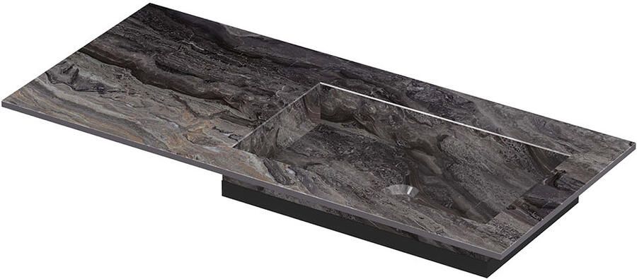 INK Post Wastafel keramische slab envelop bak rechts zonder kraangat 100x45x1 Venice brown glossy