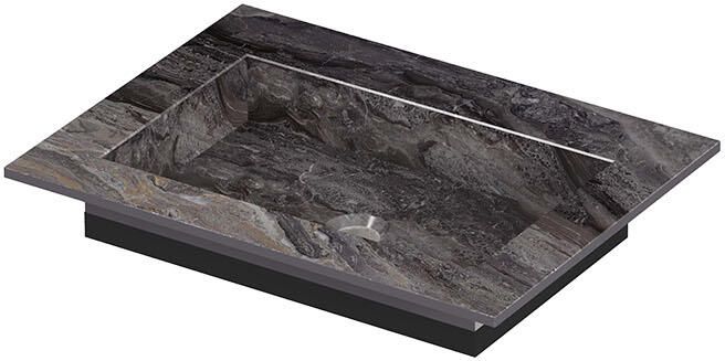 INK Post Wastafel keramische slab envelop bak zonder kraangat 60x45x1 Venice brown glossy