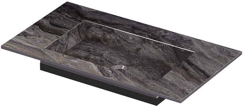 INK Post Wastafel keramische slab envelop bak zonder kraangat 80x45x1 Venice brown glossy