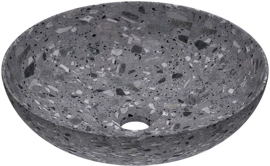 INK Waskom Convex 40 Rond 40x40x13cm Composiet Mat Grijs Terrazzo