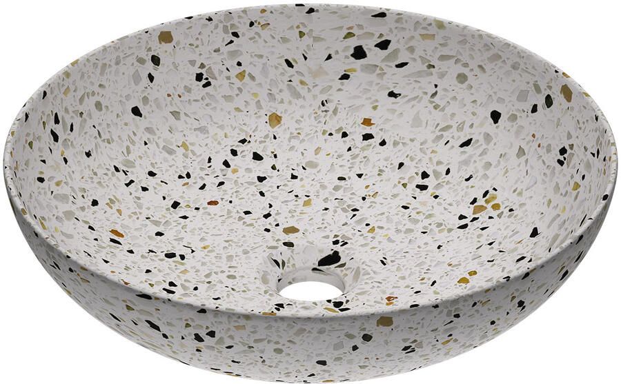 INK Waskom Convex 40 Rond 40x40x13cm Composiet Mat Multi Terrazzo