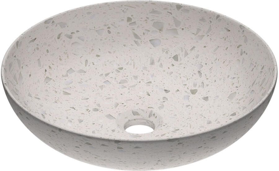 INK Waskom Convex 40 Rond 40x40x13cm Composiet Mat Wit Terrazzo