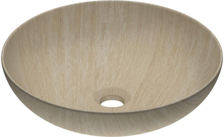 INK Waskom Convex 40 Rond 40x40x13cm Natuursteen Mat Travertin