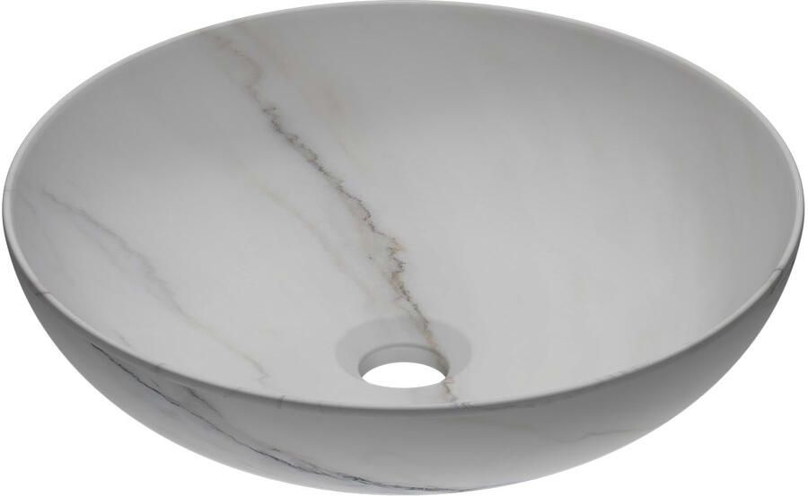 Ink Convex 40 Opbouw Waskom 40x40x13cm rond natuursteen Mat wit marmer 0300433