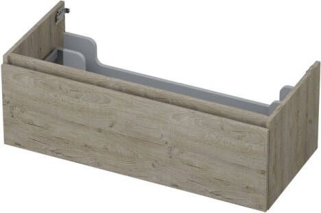 INK Onderkast 1 lade greeploos met houten keerlijst 100 cm x 45 cm x 35 cm Greige eiken 1257549
