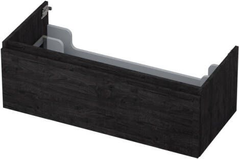 INK Onderkast 1 lade greeploos met houten keerlijst 100 cm x 45 cm x 35 cm Houtskool eiken 1257548