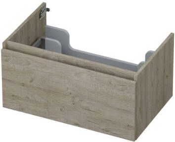 INK Onderkast 1 lade greeploos met houten keerlijst 70 cm x 45 cm x 35 cm Greige eiken 1257519