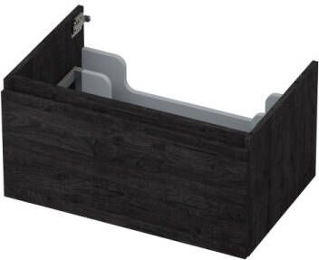 INK Onderkast 1 lade greeploos met houten keerlijst 70 cm x 45 cm x 35 cm Houtskool eiken 1257518