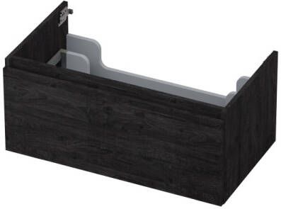 INK Onderkast 1 lade greeploos met houten keerlijst 80 cm x 45 cm x 35 cm Houtskool eiken 1257528