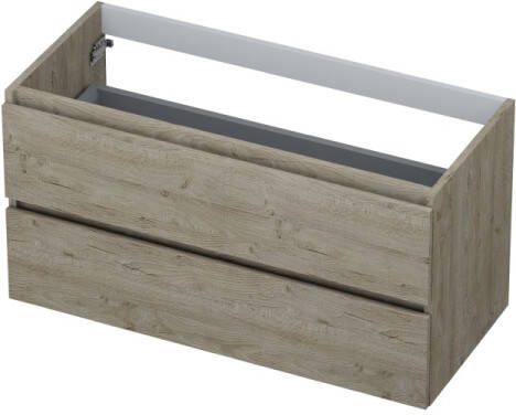 INK Onderkast 2 laden greeploos met houten keerlijst 100 cm x 45 cm x 52 cm Greige eiken 1257149