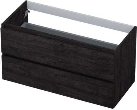 INK Onderkast 2 laden greeploos met houten keerlijst 100 cm x 45 cm x 52 cm Houtskool eiken 1257148