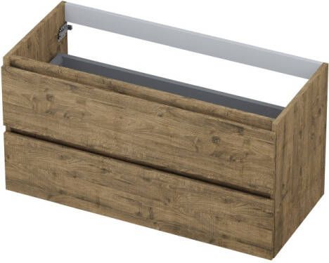 INK Onderkast 2 laden greeploos met houten keerlijst 100 cm x 45 cm x 52 cm Naturel eiken 1257143