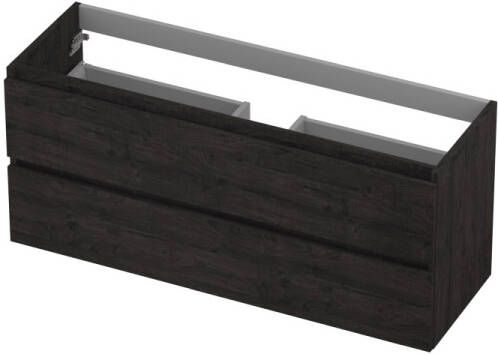 INK Onderkast 2 laden greeploos met houten keerlijst 120 cm x 40 cm x 52 cm Houtskool eiken 1257038