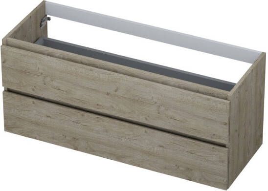 INK Onderkast 2 laden greeploos met houten keerlijst 120 cm x 45 cm x 52 cm Greige eiken 1257159