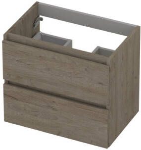 INK Onderkast 2 laden greeploos met houten keerlijst 60 cm x 40 cm x 52 cm Greige eiken 1257009