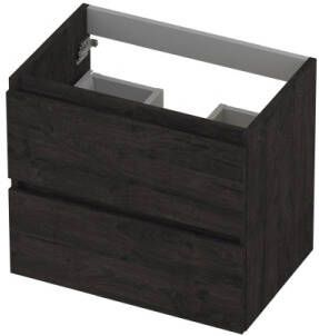 INK Onderkast 2 laden greeploos met houten keerlijst 60 cm x 40 cm x 52 cm Houtskool eiken 1257008