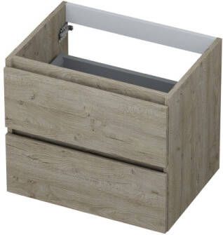INK Onderkast 2 laden greeploos met houten keerlijst 60 cm x 45 cm x 52 cm Greige eiken 1257109