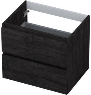 INK Onderkast 2 laden greeploos met houten keerlijst 60 cm x 45 cm x 52 cm Houtskool eiken 1257108