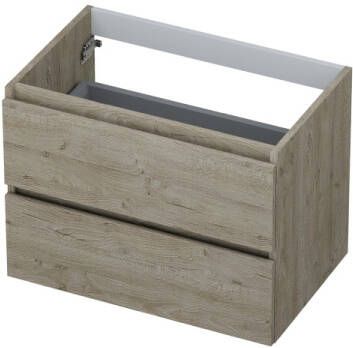 INK Onderkast 2 laden greeploos met houten keerlijst 70 cm x 45 cm x 52 cm Greige eiken 1257119